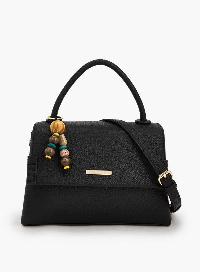 Celeste Textured Satchel Bag with Bag Charm